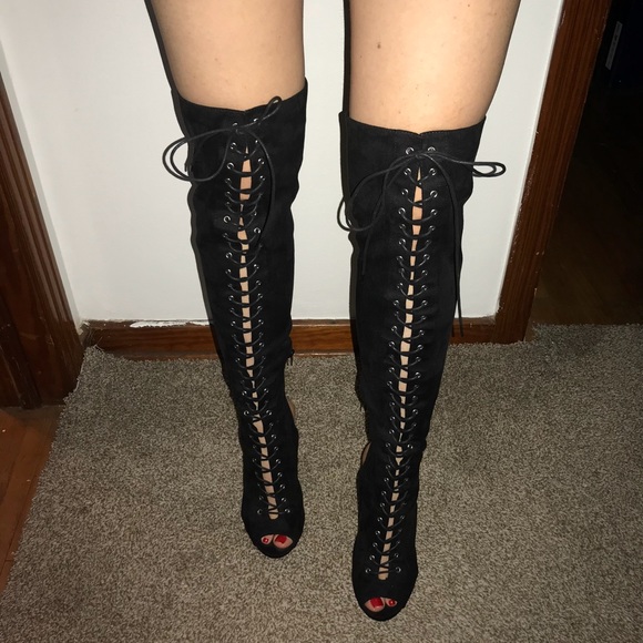 Charlotte Russe Shoes - Over The Knee Size 9 Lace Up Boots
